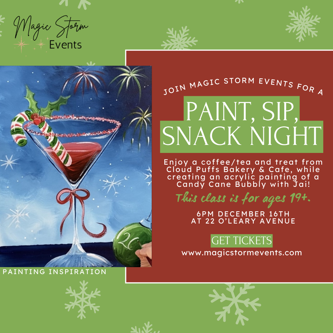 Candy Cane Bubbly Paint, Sip, Snack Night - December 16th, 2024