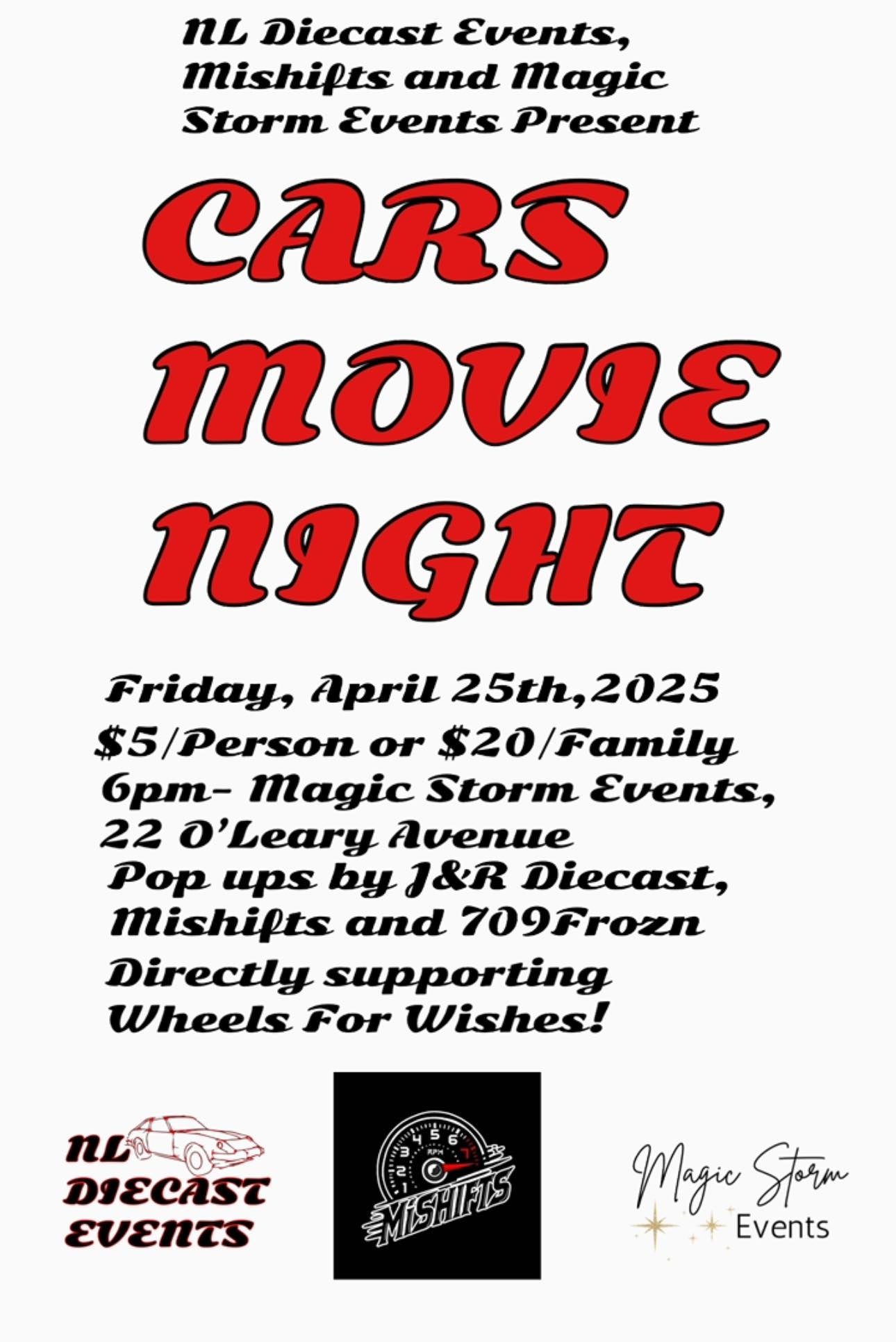 Cars Movie Night April 25th, 2025 Magic Storm Events