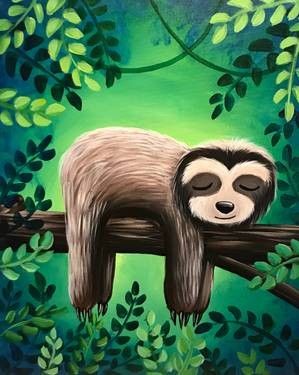 Sleepy Sloth Paint, Sip, Snack Night -  March 31st, 2025