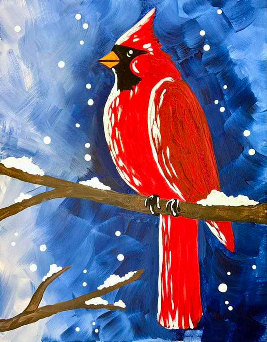 Winter Cardinal Paint, Sip, Snack Night - January 27th, 2025