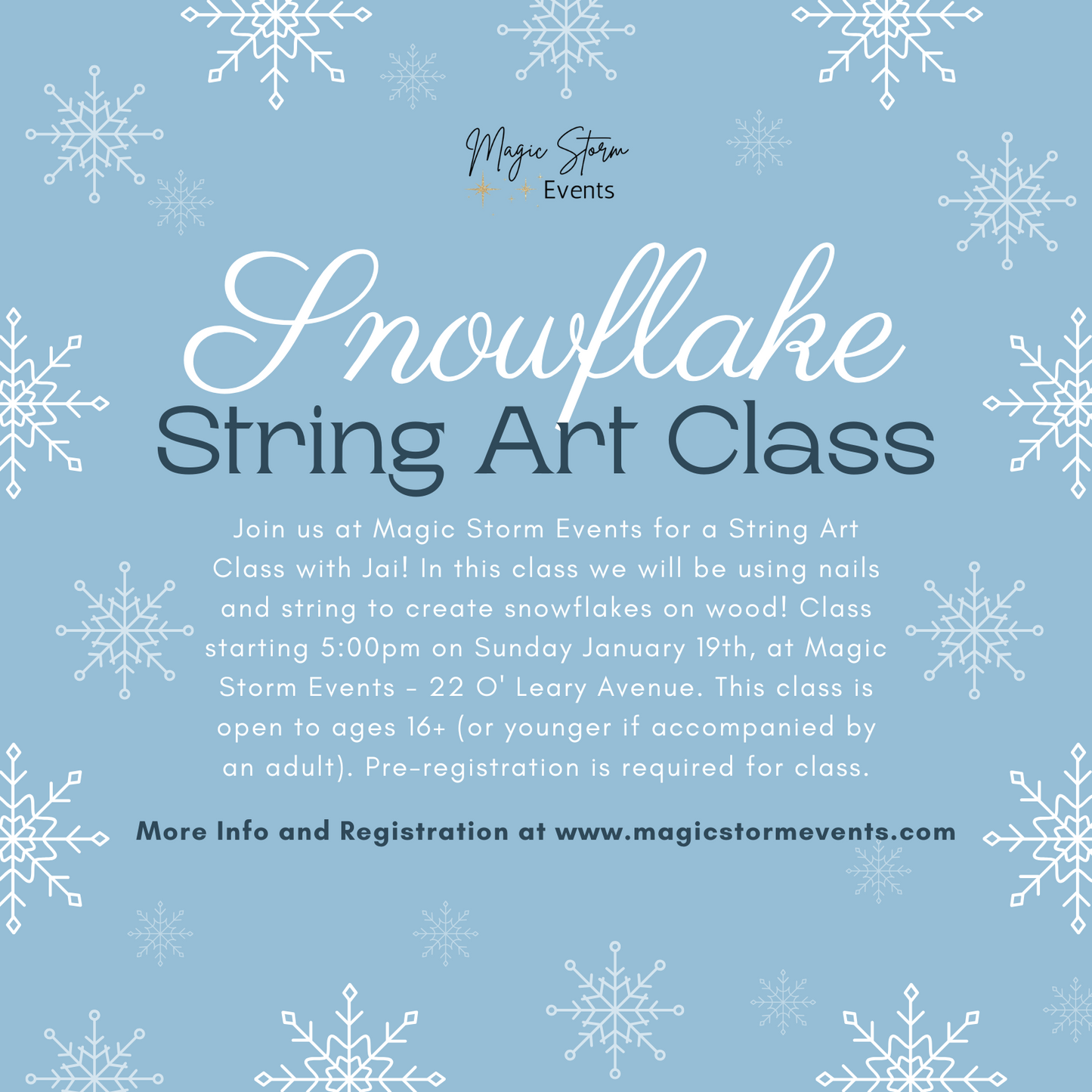 Snowflake String Art Class - January 19th, 2025